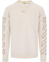 Off-White c/o Virgil Abloh - Arrow Fuzzy Crewneck Knitted Sweater - Lyst