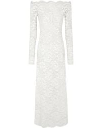 Rabanne - Bardot Collar Long Lace Dress - Lyst