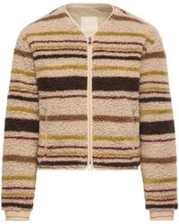Moncler - Striped Teddy Zip-Up Cardigan - Lyst
