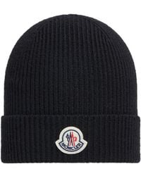 Moncler - Ribbed Logo Beanie Hat - Lyst