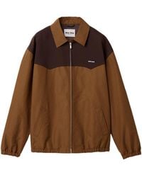 Miu Miu - Cotton Gingham Print Blouson Jacket - Lyst