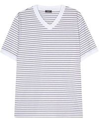 Peserico - V-Neck Striped T-Shirt - Lyst