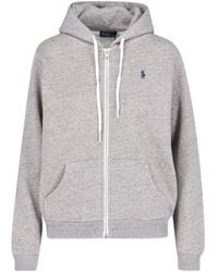 Polo Ralph Lauren - Logo Embroidered Zipped Hoodie - Lyst
