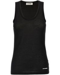 Jil Sander - Cotton Top With Front Logo Print - Lyst