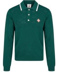 CASABLANCA - Jacquard Logo Long Sleeve Polo Shirt - Lyst