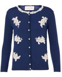 Valentino - Lace-Trimmed Virgin Wool Cardigan - Lyst