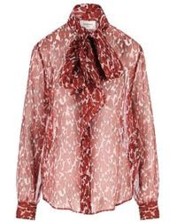 Saint Laurent - All-Over Patterned Long-Sleeved Blouse - Lyst