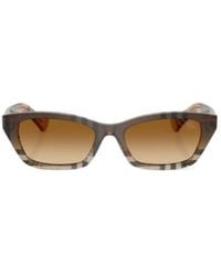 Burberry - Check Rectangle-Frame Sunglasses - Lyst