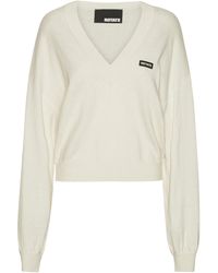 ROTATE BIRGER CHRISTENSEN - V-Neck Long-Sleeved Knit Top - Lyst