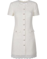 Self-Portrait - Boucle Lace Trim Tailored Mini Dress - Lyst