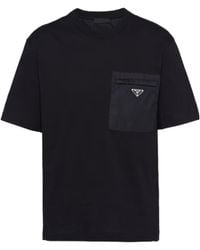 Prada - Cotton And Re-Nylon Pocket T-Shirt - Lyst
