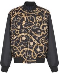 Balmain - Reversible Printed Bomber Jacket With Chaînes Pattern - Lyst