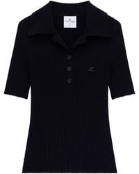 Courreges - Courrèges Rib Knit Short-Sleeved Polo Shirt - Lyst