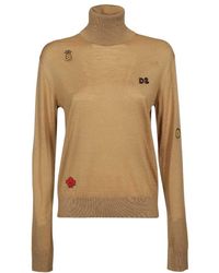 DSquared² - Logo Embroidered Turtleneck Jumper - Lyst