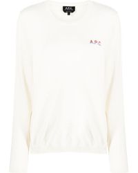 A.P.C. - Logo Embroidered Knit Jumper - Lyst