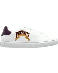 Versace - Logo Embroidered Lace-Up Sneakers - Lyst