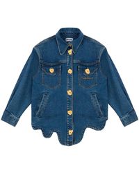 Moschino - Logo-Embroidered Asymmetric-Hem Denim Jacket - Lyst