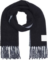 Ami Paris - Ami Logo Tag Fringed Scarf - Lyst