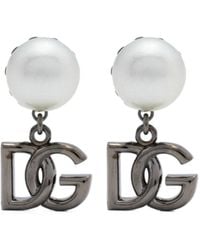 Dolce & Gabbana - Logo Plaque Clip On Earrings - Lyst