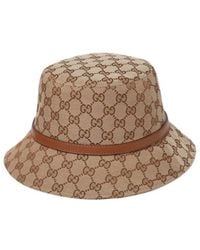 Gucci - Logo Plaque Monogrammed Bucket Hat - Lyst