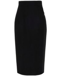 Dolce & Gabbana - Logo Plaque Midi Skirt - Lyst