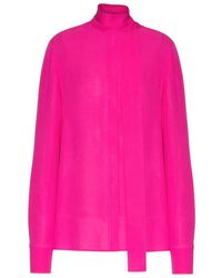 Valentino - Bow-Detailed Long-Sleeved Shirt - Lyst