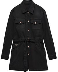 Prada - Short Denim Jumpsuit - Lyst