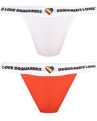 DSquared² - Logo-Embroidered Two Pack Thongs - Lyst