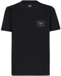 Fendi - Embroidered Logo-Patch Cotton T-Shirt - Lyst