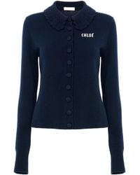 Chloé - Chloé Crocheted Collar Button-Up Cardigan - Lyst