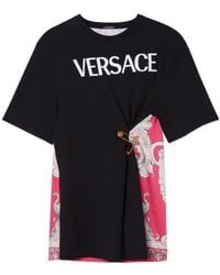 Versace - Safety-Pin Baroque Printed Crewneck T-Shirt - Lyst