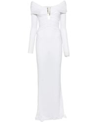 Elisabetta Franchi - Off-The-Shoulder Ruched Maxi Dress - Lyst