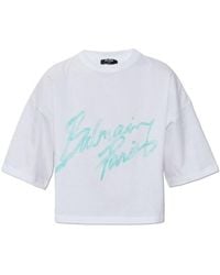 Balmain - Graphic Printed Cropped T-Shirt - Lyst