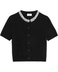 Celine - Embroidered Cropped Cardigan - Lyst