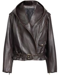 Alaïa - Alaïa Leather Hooded Biker Jacket - Lyst