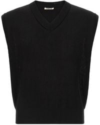 AURALEE - Ribbed-Knit V-Neck Vest - Lyst