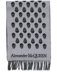 McQueen - Skull Intarsia Knitted Fringed Scarf - Lyst