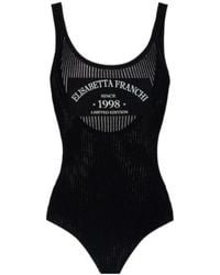Elisabetta Franchi - Logo Printed Knitted Bodysuit - Lyst