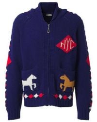 Bode - Diamond Corral Wool Zip-Up Cardigan - Lyst