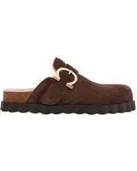 Ferragamo - Gancini Clog With Rippled Sole Detail - Lyst