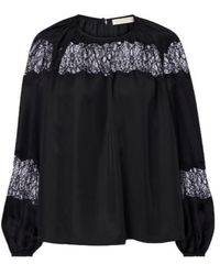 Ulla Johnson - Bess Lace-Trimmed Silk Blouse - Lyst