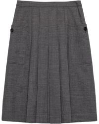 Prada - Wool Rush Pleated Midi Skirt - Lyst