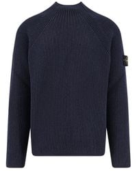 Stone Island - Logo Patch Mock-Neck Jumper - Lyst