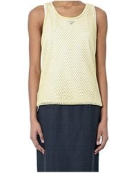Prada - Triangle-Logo Open-Knit Tank Top - Lyst