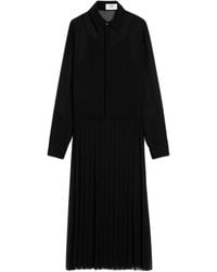 Ami Paris - Long-Sleeved Pleated Midi Dress - Lyst