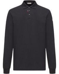Moncler - Logo Patch Long Sleeved Polo Shirt - Lyst