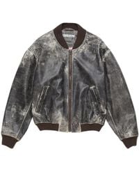Acne Studios - Logo Embossed Faded Leather Jacket - Lyst