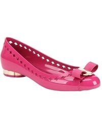 Ferragamo - Jelly Series Bow-Decorated Flat Shoes - Lyst