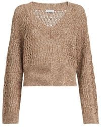 Brunello Cucinelli - V-Neck Ribbed Jumper - Lyst