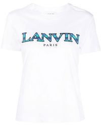 Lanvin - Logo-Embroidered Cotton T-Shirt - Lyst
